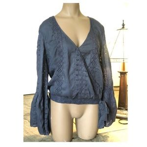 Eyelet, long sleeve bell top